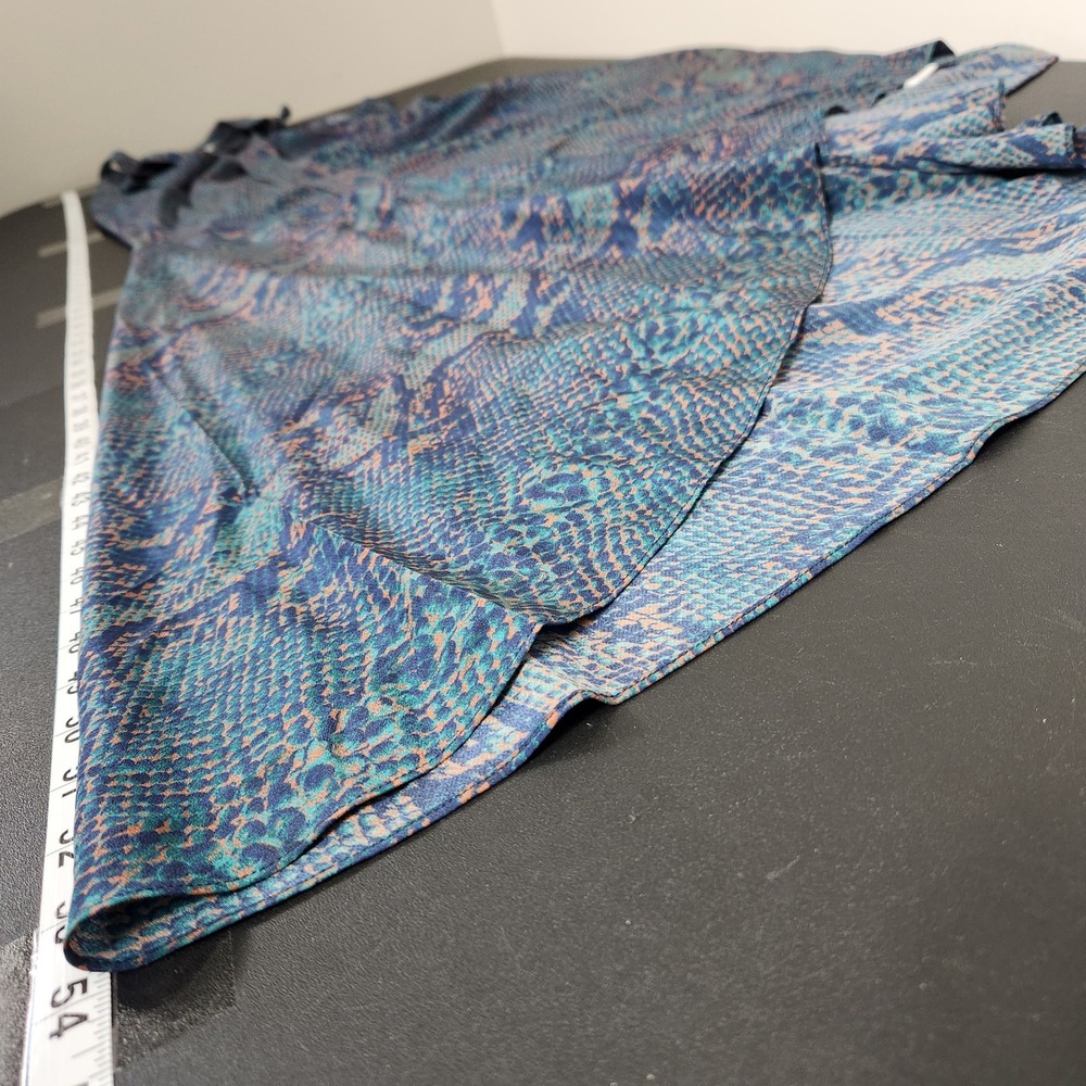 Joie 100% Silk Snakeskin Print Maxi Dress Blue Teal Sleeveless V-Neck M - Picture 9 of 11